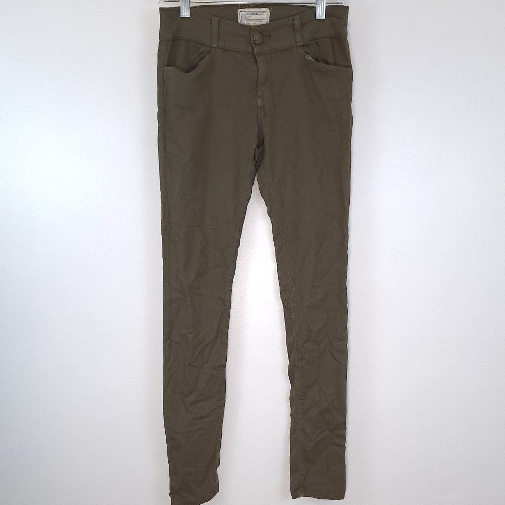 Current Elliot Skinny Snug Mid Rise Dark Olive Soft Denim Jeggings Pants Jeans